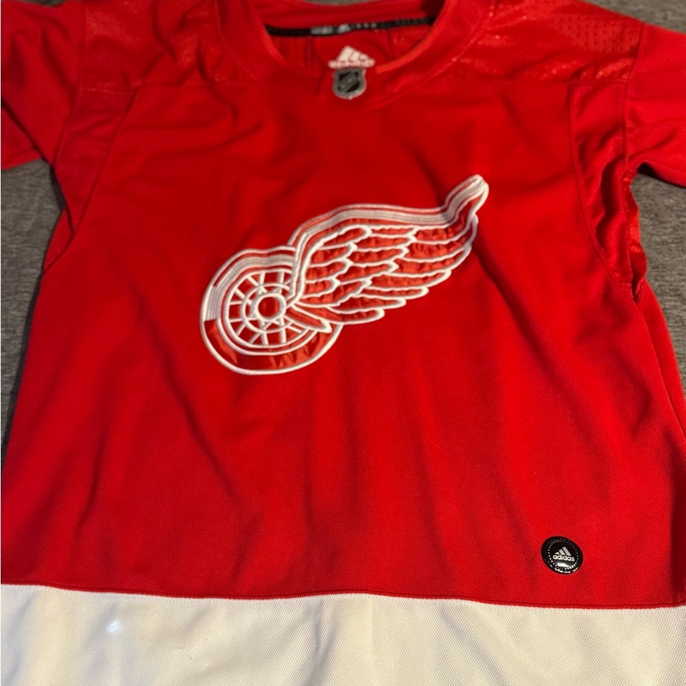 Adidas Red and White Hockey Jersey